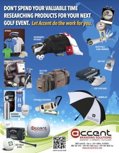 collection of branded projects for golfers - clubs, balls, tournament bags, shoes