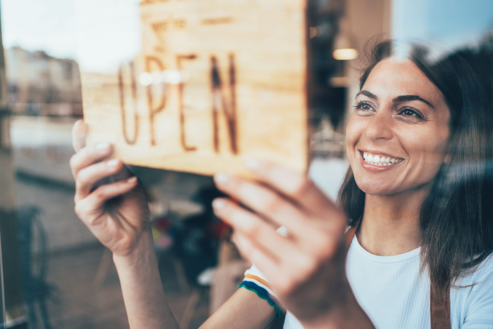 small business owner opening her branded small business